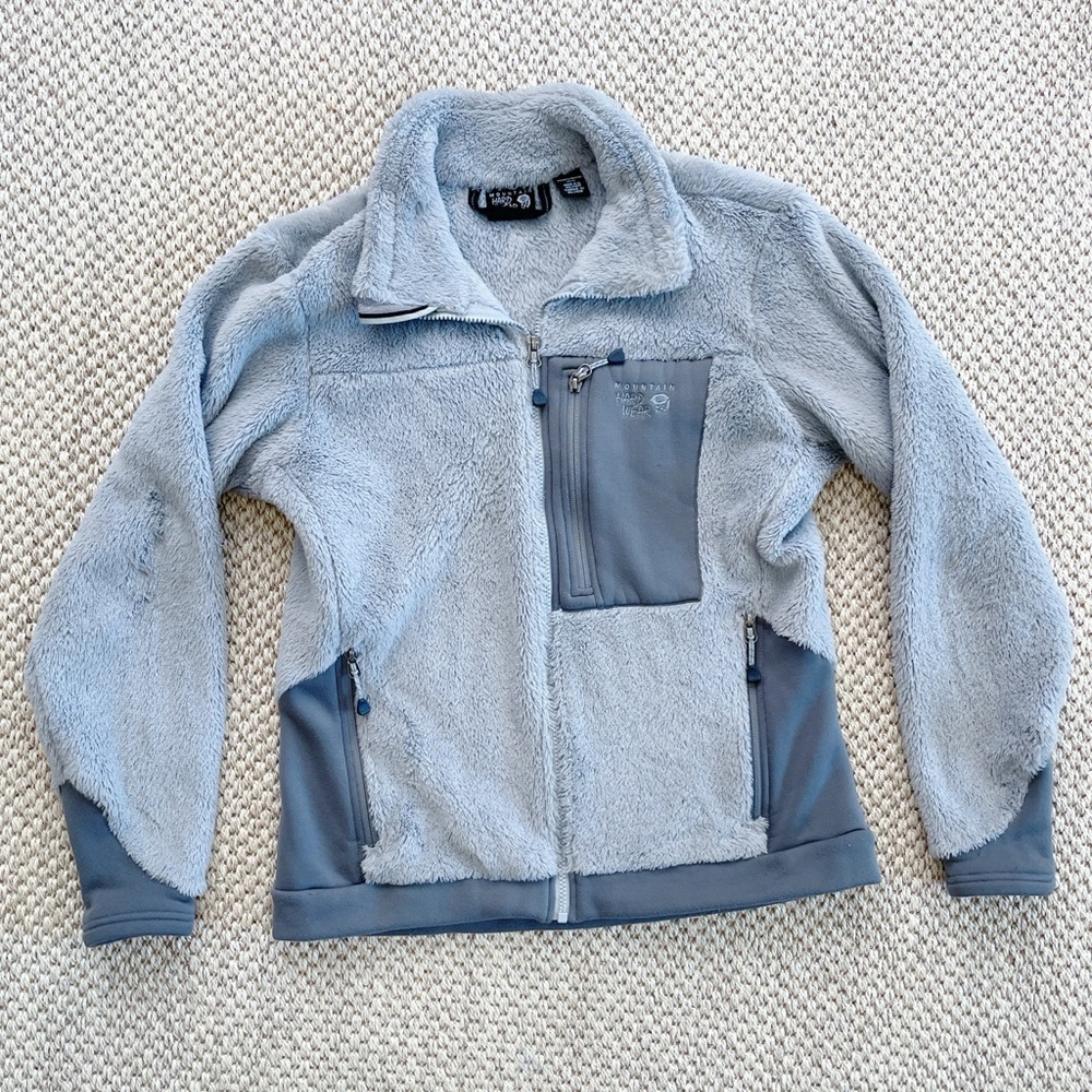 Mountain Hardwear Womens M Full Zip Jacket Fuzzy Softshell Gray with pockets